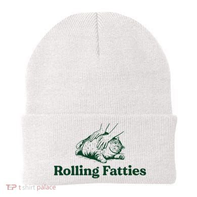 Cat Rolling Fatties Funny Beanie