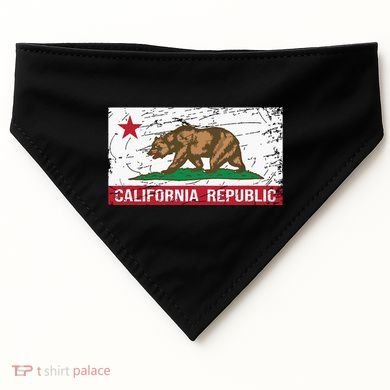California Republic Flag Ca Distressed Design Classic USA-Made Doggie Bandana