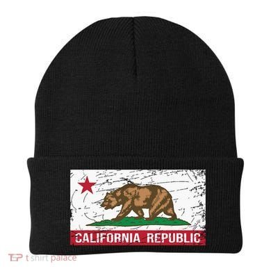 California Republic Flag Ca Distressed Design Classic Beanie