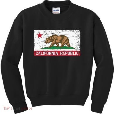 California Republic Flag Ca Distressed Design Classic Kids Sweatshirt