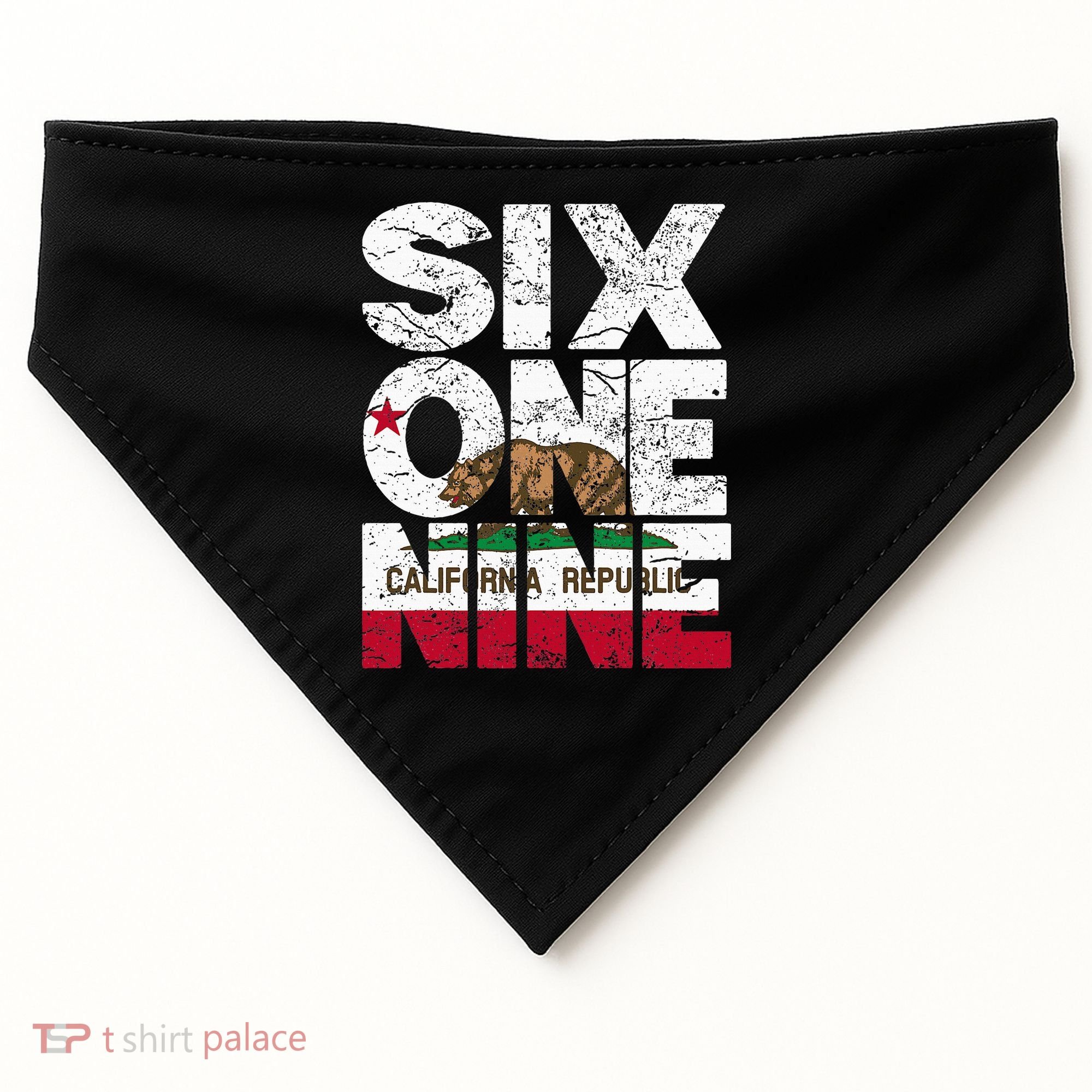California Republic Flag 619 Area Code USA-Made Doggie Bandana