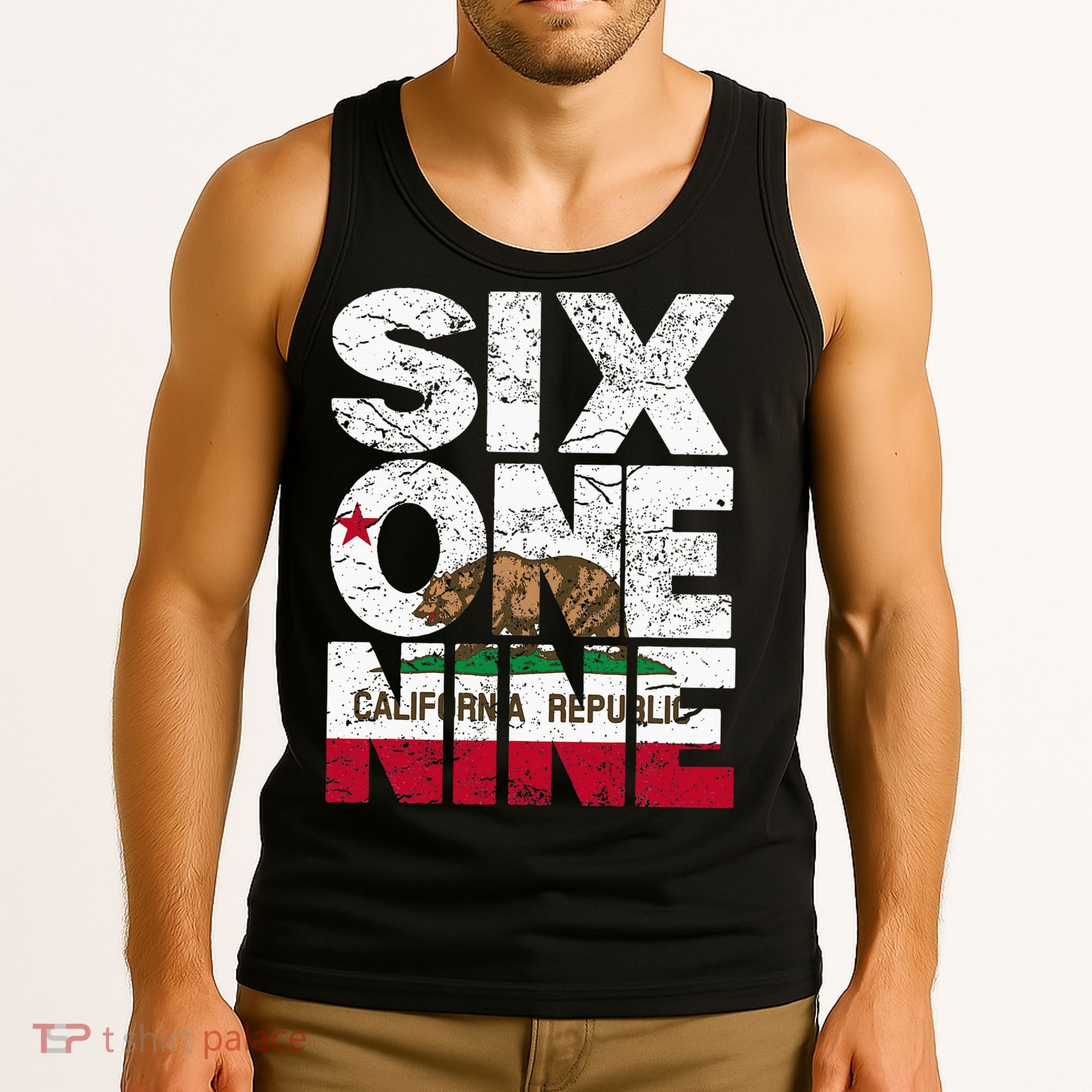 California Republic Flag 619 Area Code Tank Top