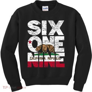 California Republic Flag 619 Area Code Kids Sweatshirt