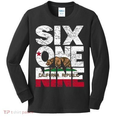 California Republic Flag 619 Area Code Kids Long Sleeve Shirt