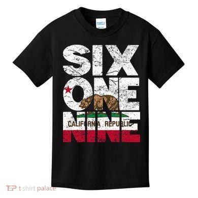 California Republic Flag 619 Area Code Kids T-Shirt