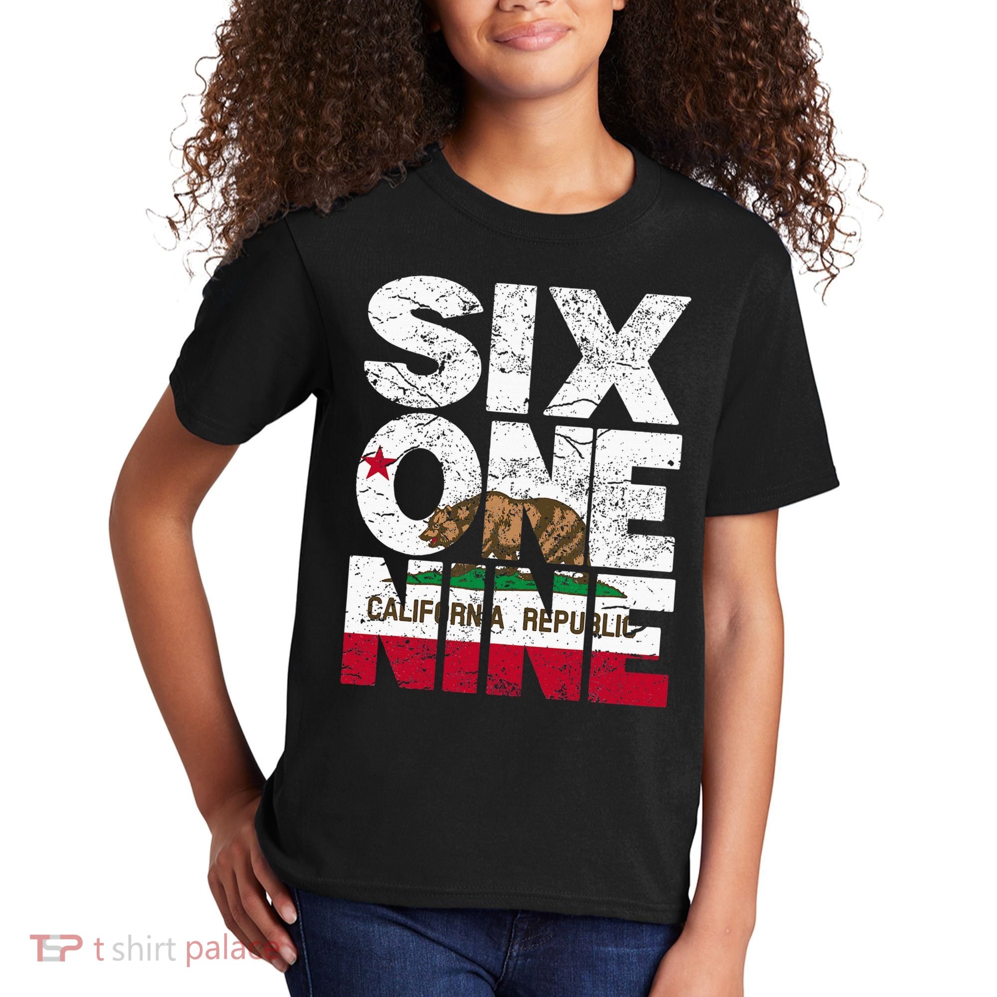 California Republic Flag 619 Area Code Kids T-Shirt