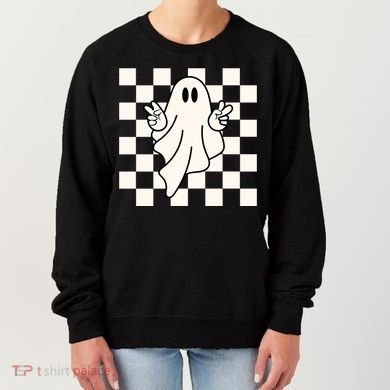 Cute Retro Ghost Peace Sign Halloween Women's Sweatshirt