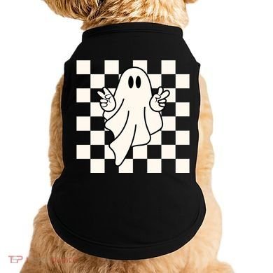 Cute Retro Ghost Peace Sign Halloween Doggie Tank