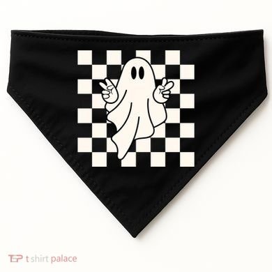 Cute Retro Ghost Peace Sign Halloween USA-Made Doggie Bandana