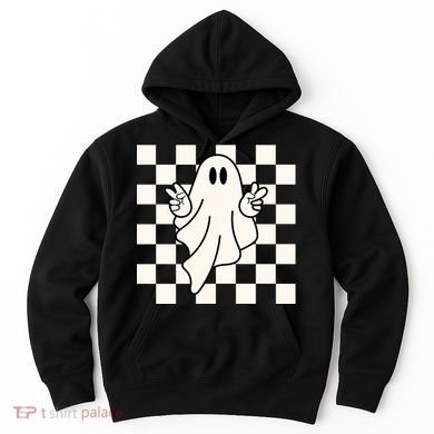 Cute Retro Ghost Peace Sign Halloween Hoodie