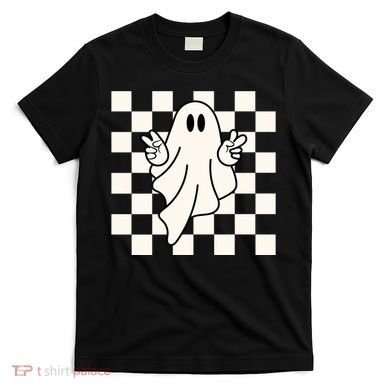 Cute Retro Ghost Peace Sign Halloween T-Shirt