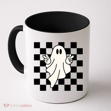 Cute Retro Ghost Peace Sign Halloween Coffee Mug