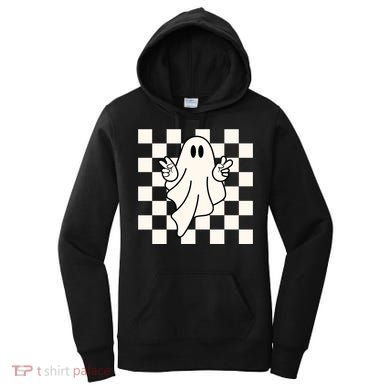 Cute Retro Ghost Peace Sign Halloween Women's Hoodie