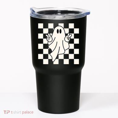 Cute Retro Ghost Peace Sign Halloween Tumbler