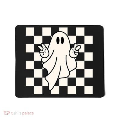 Cute Retro Ghost Peace Sign Halloween Mousepad