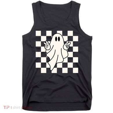 Cute Retro Ghost Peace Sign Halloween Tank Top