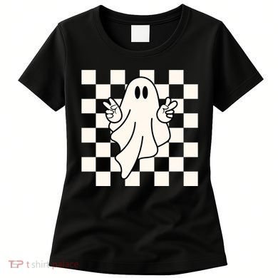 Cute Retro Ghost Peace Sign Halloween Women's T-Shirt