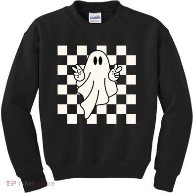 Cute Retro Ghost Peace Sign Halloween Kids Sweatshirt
