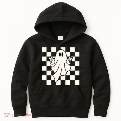 Cute Retro Ghost Peace Sign Halloween Kids Hoodie