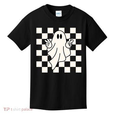 Cute Retro Ghost Peace Sign Halloween Kids T-Shirt