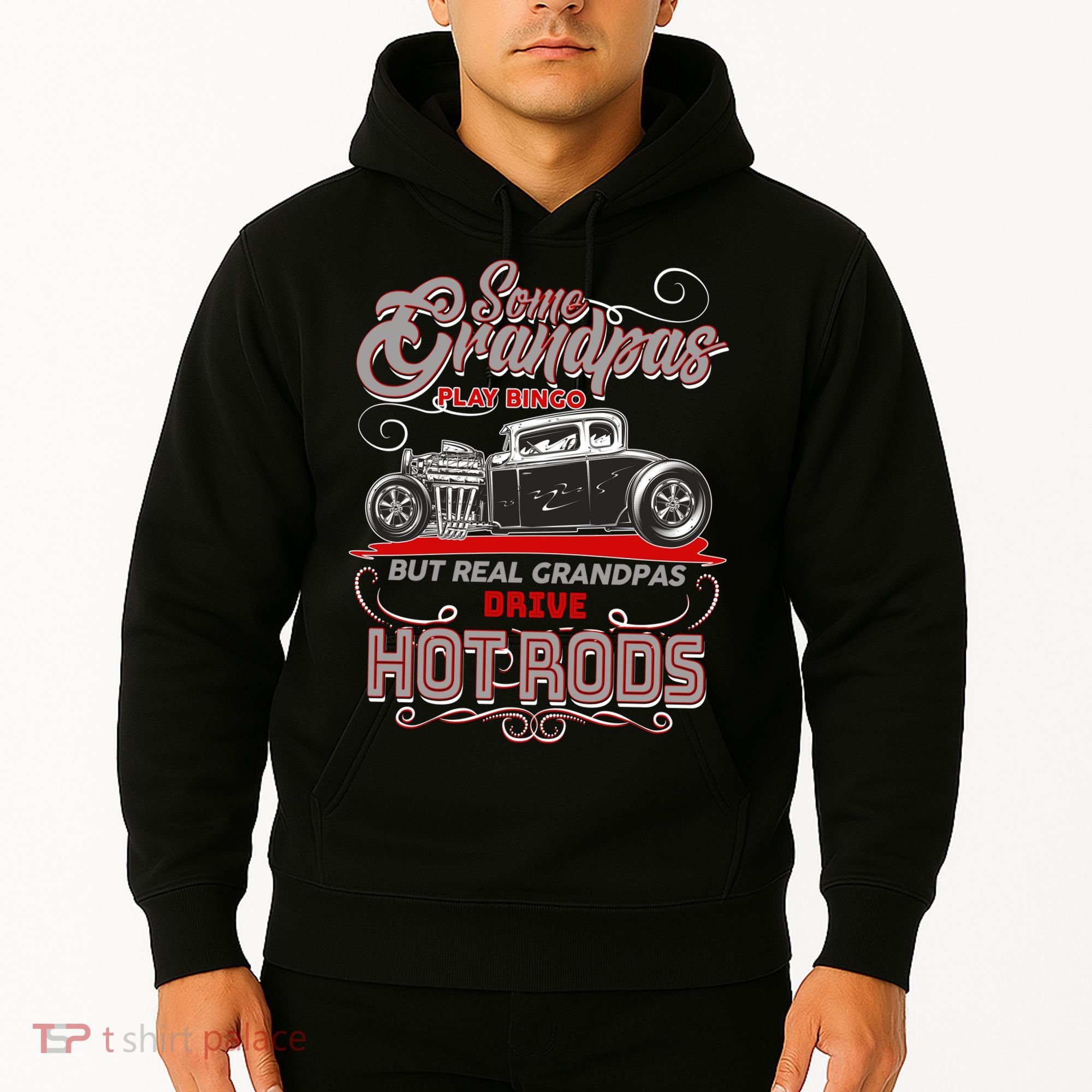 Cool Real Grandpas Drive Hot Rods Hoodie