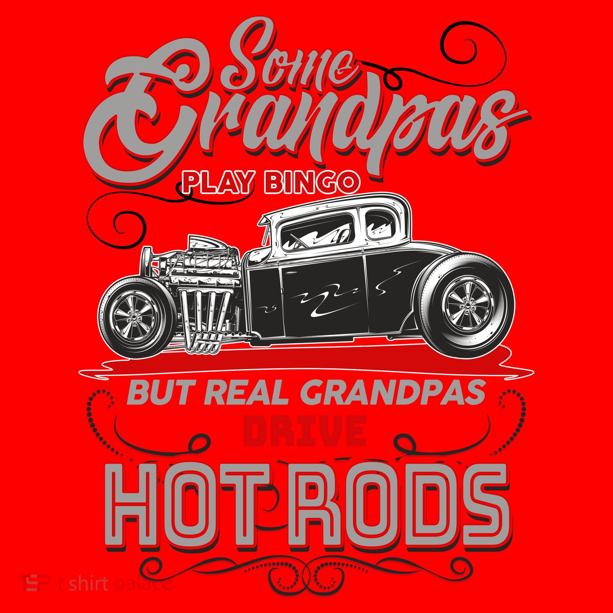 Cool Real Grandpas Drive Hot Rods Santa Hat