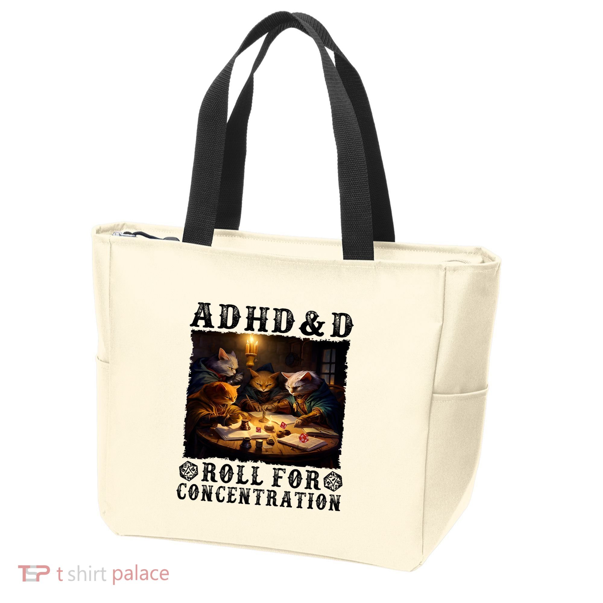 Cats Rpg Gamer Roll For Concentration Funny Quote Apparel Tote Bag