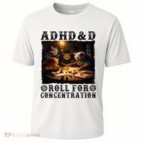 Cats Rpg Gamer Roll For Concentration Funny Quote Apparel Cooling Performance Crew T-Shirt thumb 0