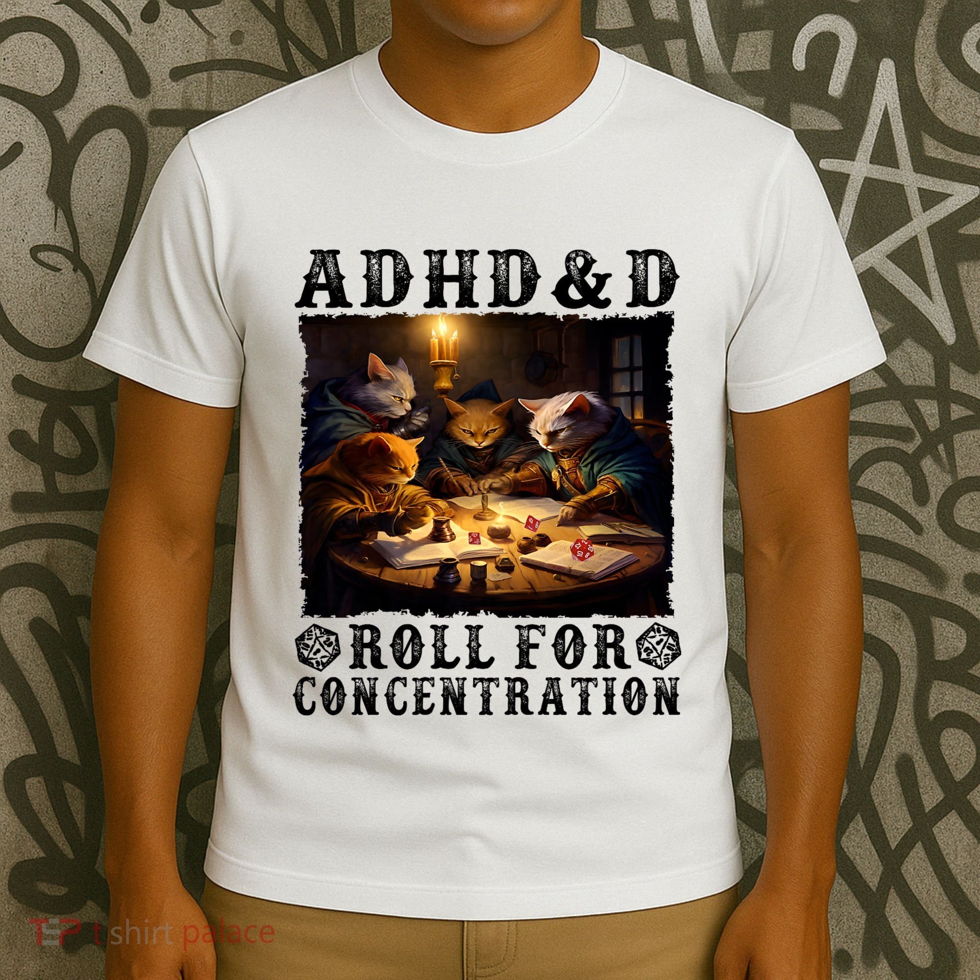Cats Rpg Gamer Roll For Concentration Funny Quote Apparel T-Shirt