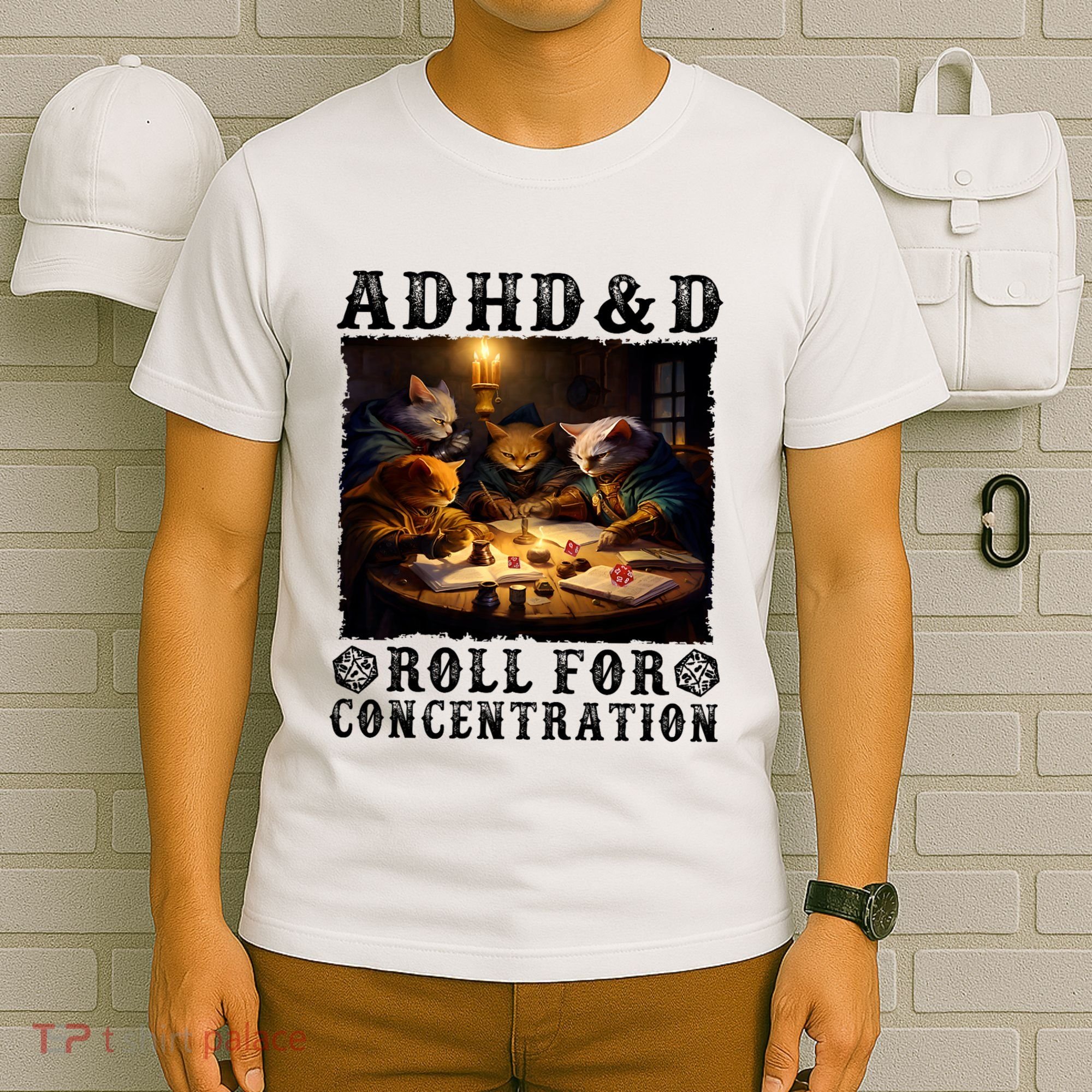 Cats Rpg Gamer Roll For Concentration Funny Quote Apparel T-Shirt