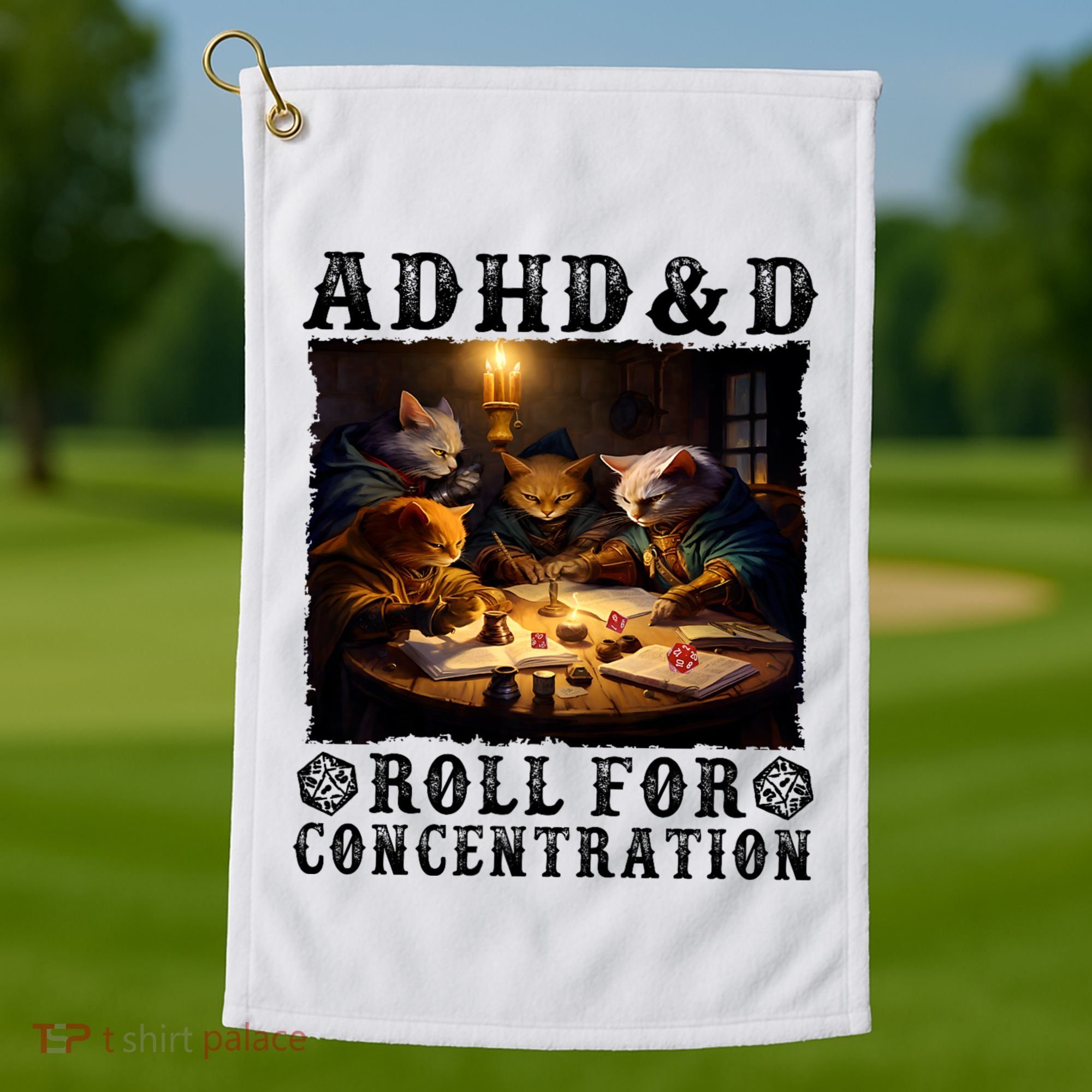 Cats Rpg Gamer Roll For Concentration Funny Quote Apparel Golf Towel