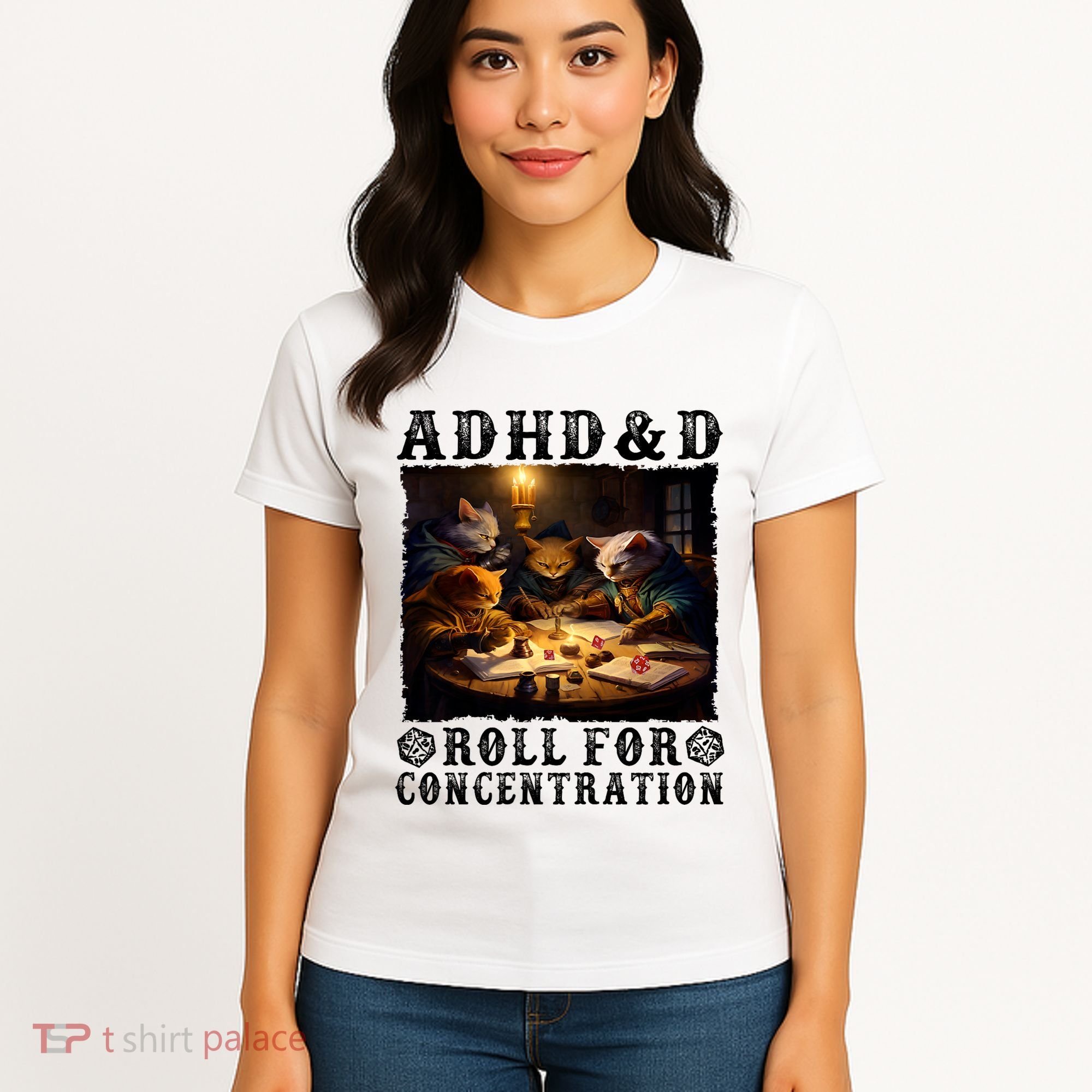 Cats Rpg Gamer Roll For Concentration Funny Quote Apparel Women's T-Shirt