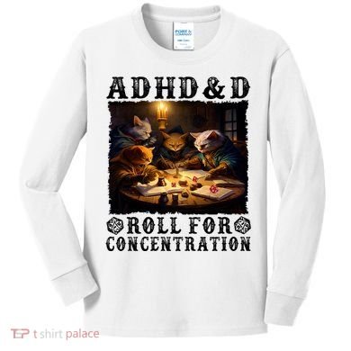 Cats Rpg Gamer Roll For Concentration Funny Quote Apparel Kids Long Sleeve Shirt