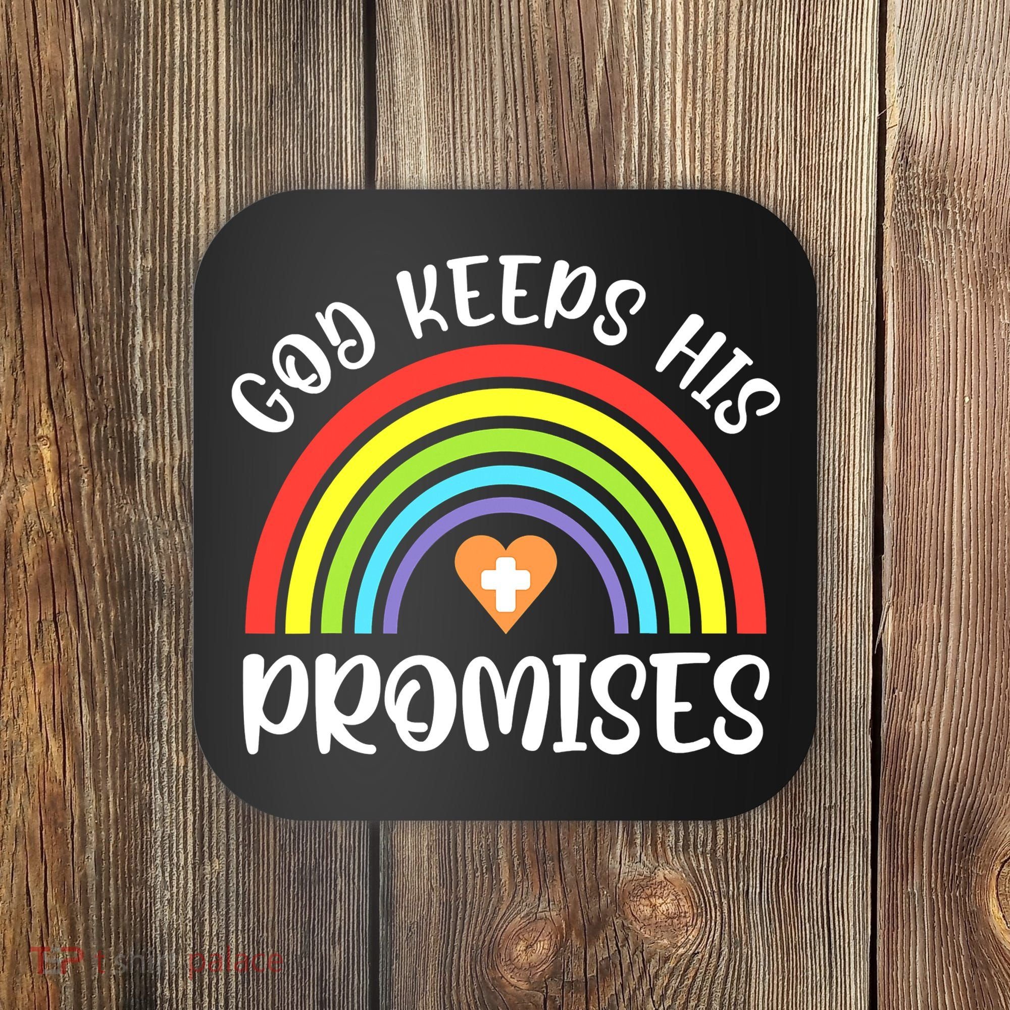 Christian Rainbow God Keeps His Promises Bible Noah Coaster