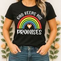 Christian Rainbow God Keeps His Promises Bible Noah Women's T-Shirt thumb 2