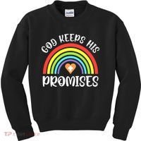 Christian Rainbow God Keeps His Promises Bible Noah Kids Sweatshirt thumb 0