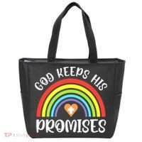 Christian Rainbow God Keeps His Promises Bible Noah Tote Bag thumb 0