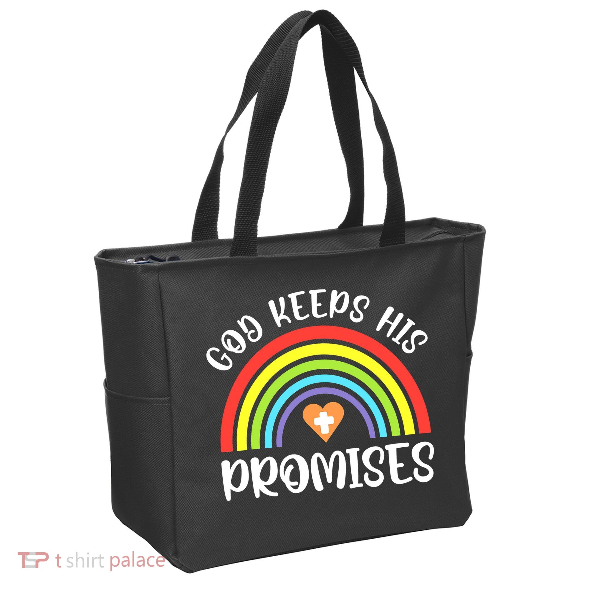 Christian Rainbow God Keeps His Promises Bible Noah Tote Bag