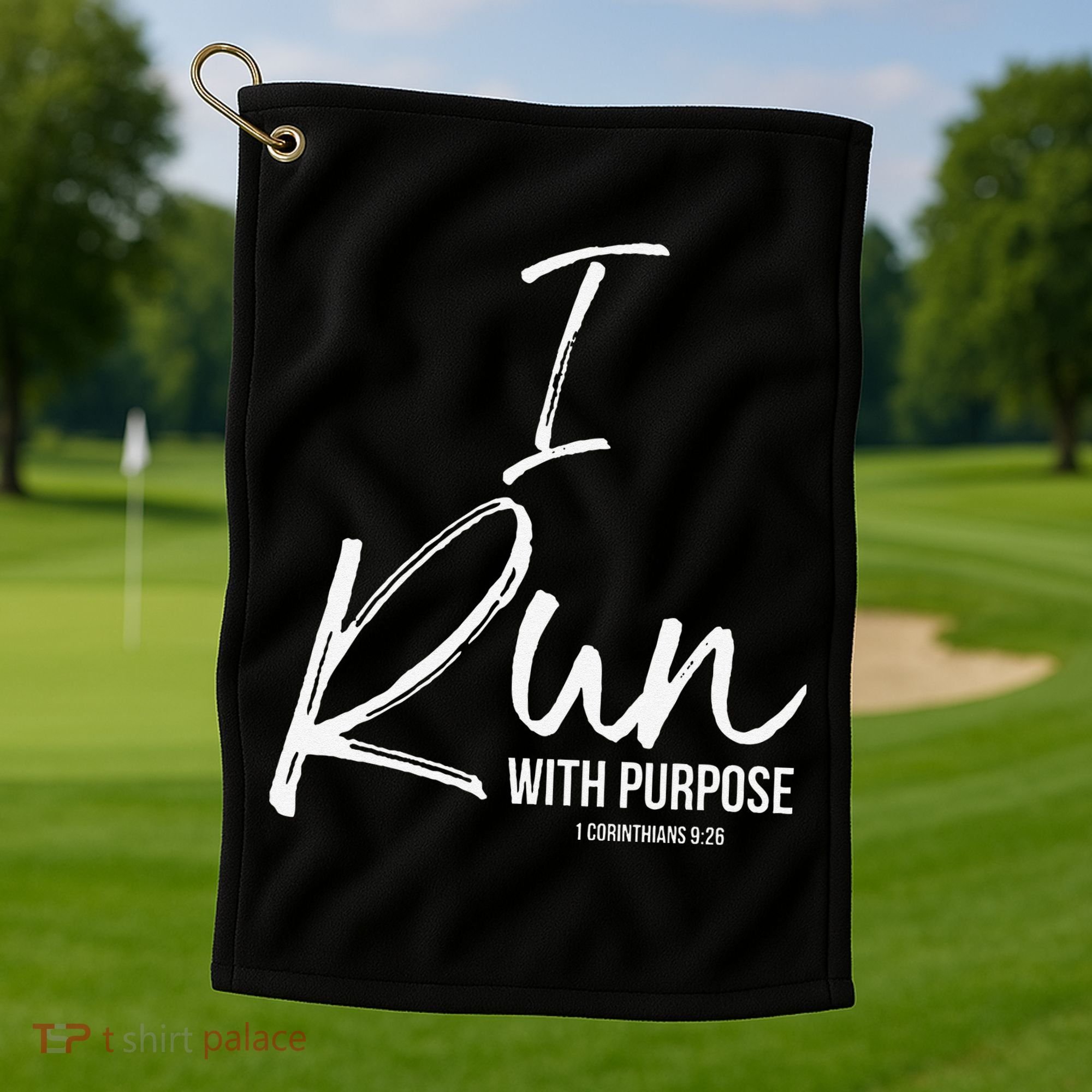 Christian Running Gift For Runners I Run With Purpose Golf Towel