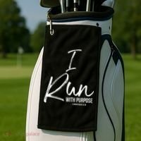 Christian Running Gift For Runners I Run With Purpose Golf Towel thumb 2
