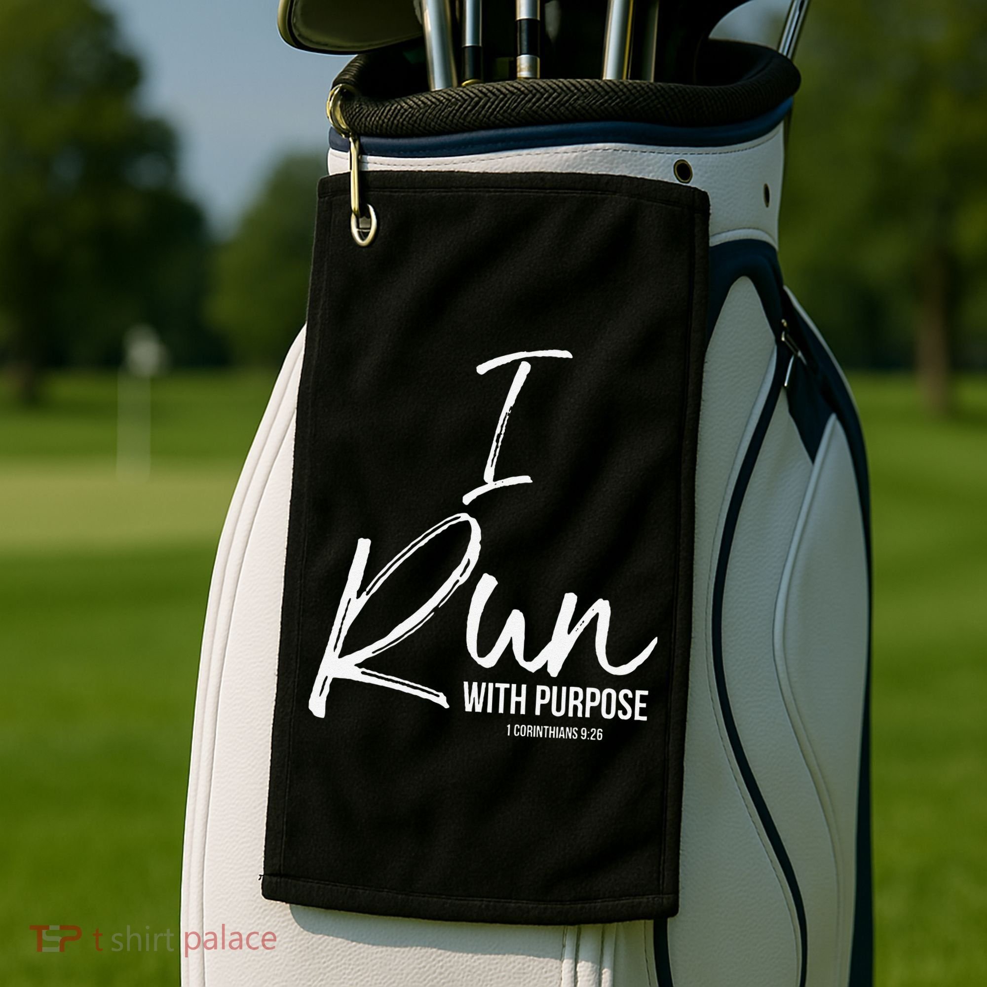 Christian Running Gift For Runners I Run With Purpose Golf Towel
