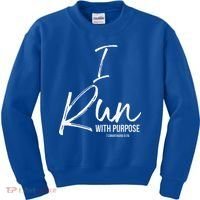 Christian Running Gift For Runners I Run With Purpose Kids Sweatshirt thumb 0