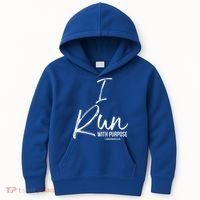 Christian Running Gift For Runners I Run With Purpose Kids Hoodie thumb 0