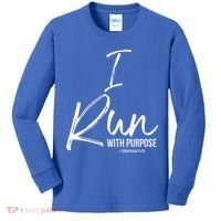 Christian Running Gift For Runners I Run With Purpose Kids Long Sleeve Shirt thumb 0