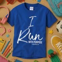 Christian Running Gift For Runners I Run With Purpose Kids T-Shirt thumb 3