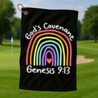Christian Rainbow God’s Covenant G.e.n.e.s.i.s 913 Golf Towel thumb 1