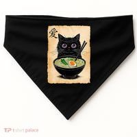 Cat Ramen Graphic Funny Japanese Kawaii Anime Cat  USA-Made Doggie Bandana thumb 0