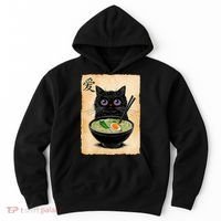 Cat Ramen Graphic Funny Japanese Kawaii Anime Cat  Hoodie thumb 0