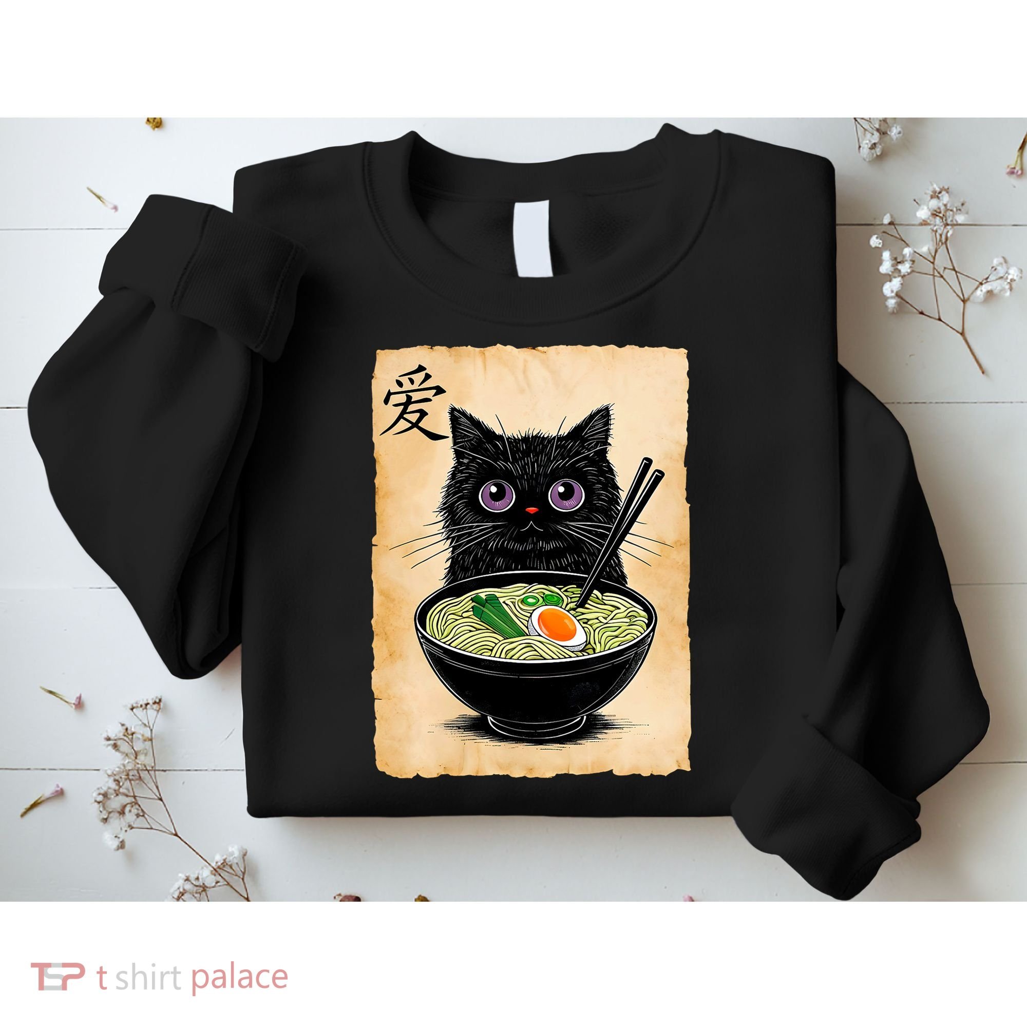 Cat Ramen Graphic Funny Japanese Kawaii Anime Cat  Sweatshirt