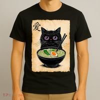 Cat Ramen Graphic Funny Japanese Kawaii Anime Cat  T-Shirt thumb 3